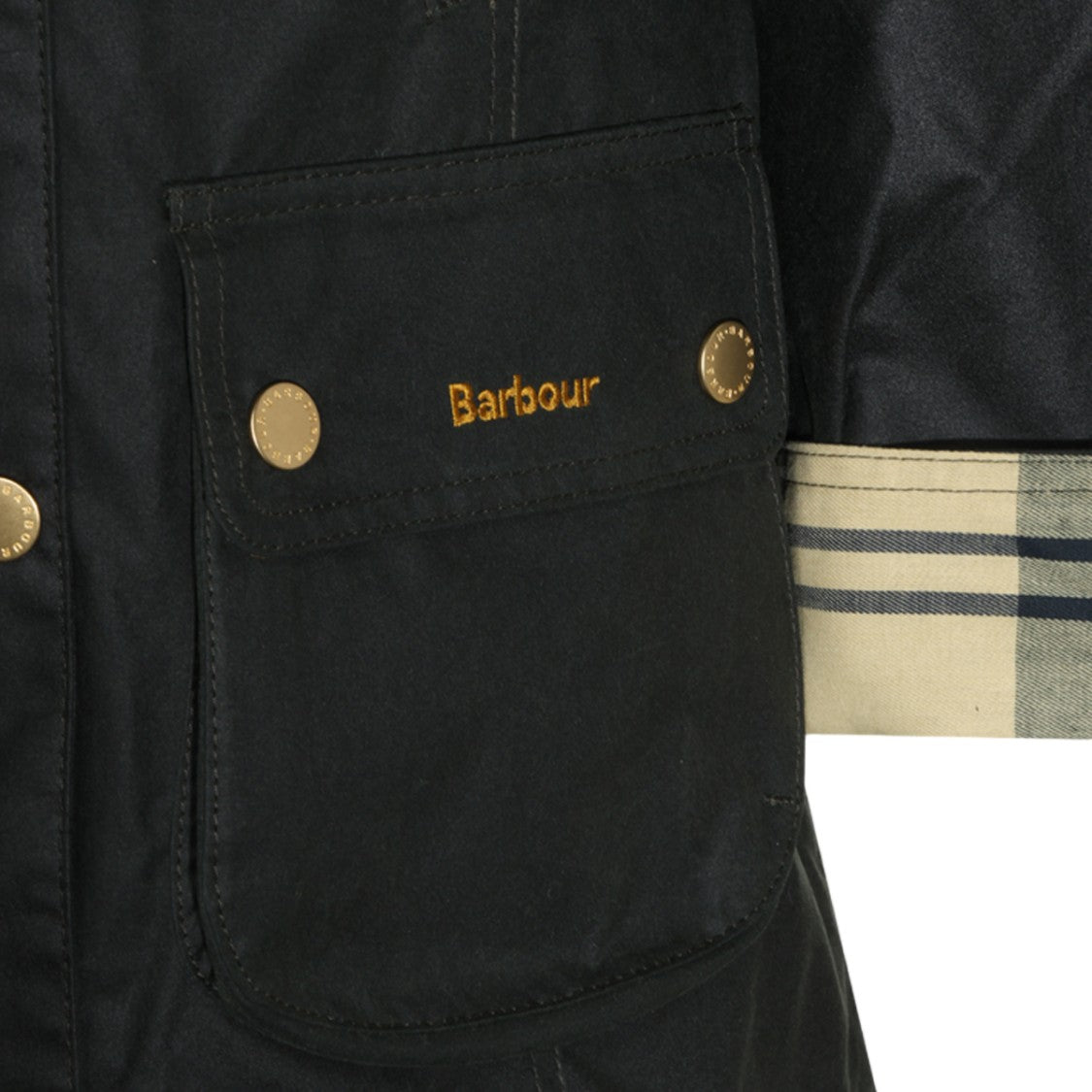 Barbour Waxed Corduroy-Collar Plaid-Lined Jacket
