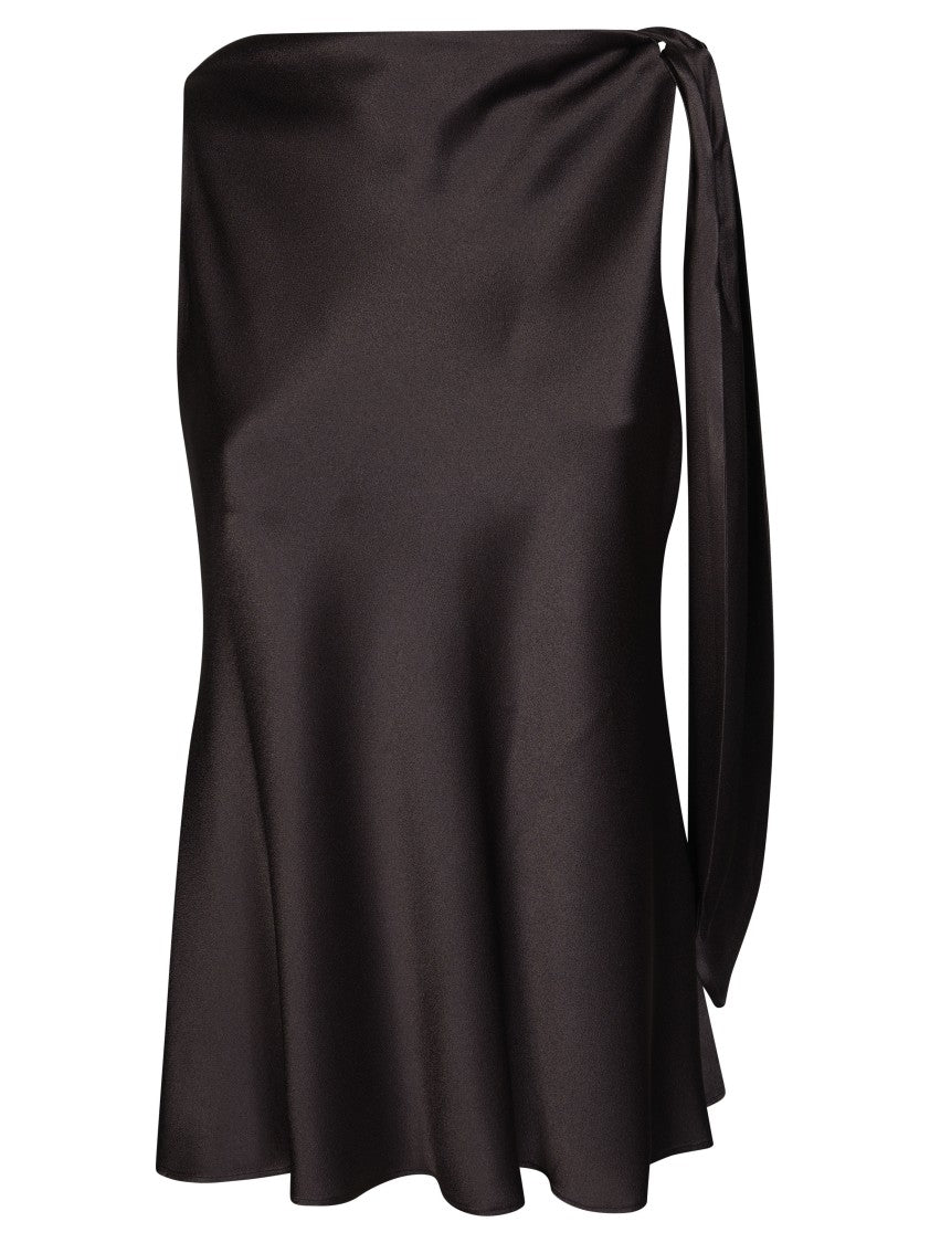 Antonelli Firenze Black Fiocco Single Shoulder Satin Top