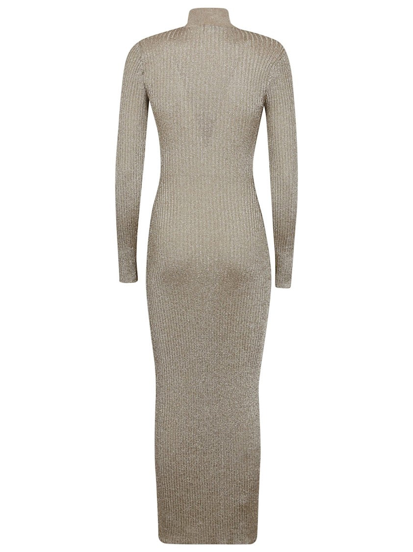Self-Portrait Metallic Ribbed Evening Dress