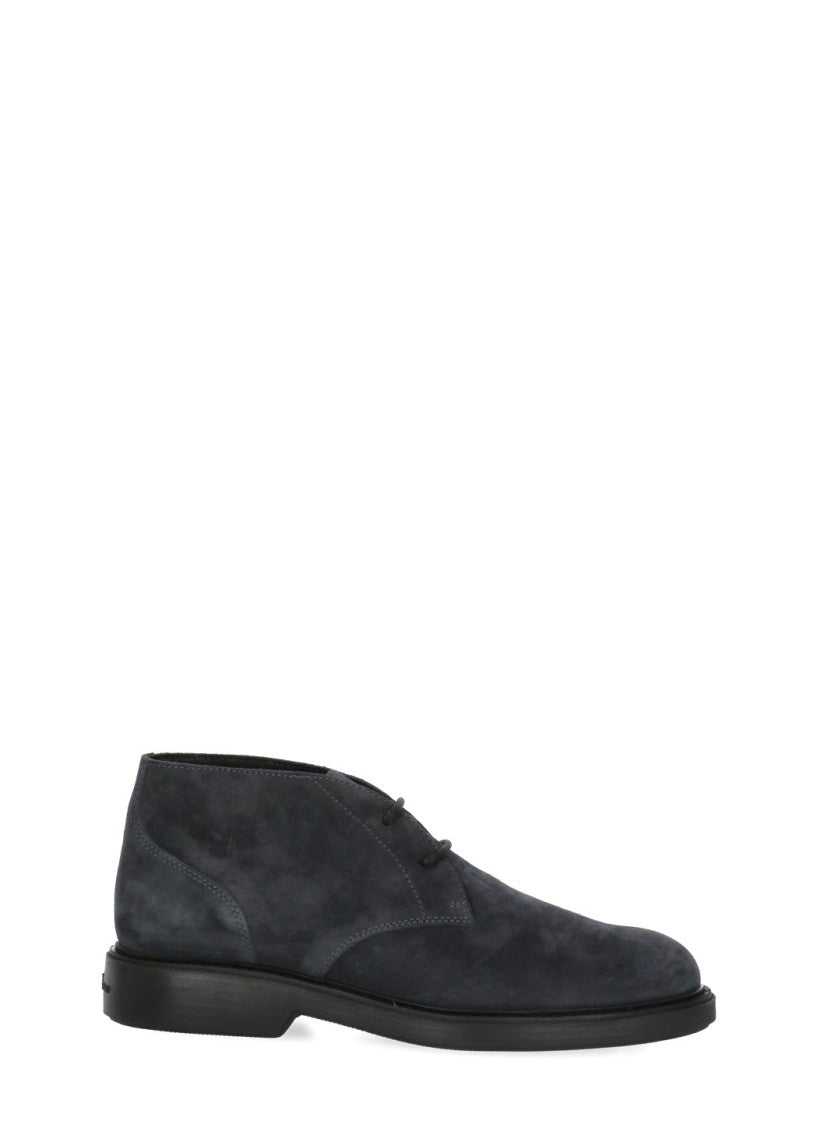 Hogan Blue Suede Lace-Up Boots