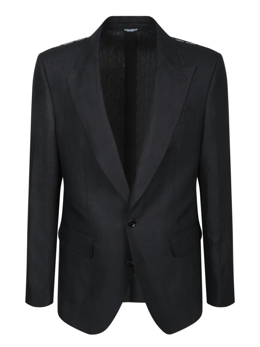 Dolce & Gabbana Tailored Black Linen Jacket With Peak Lapels