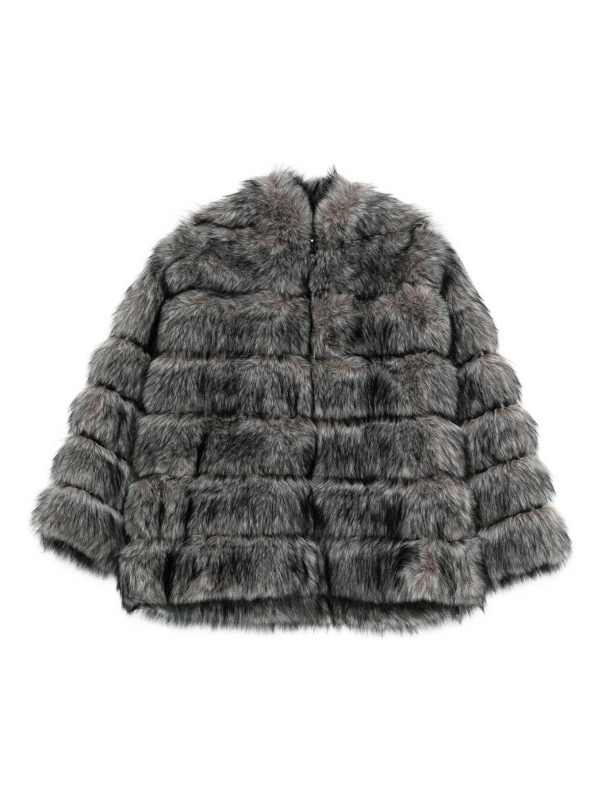 Betta Corradi Textured Grey Coat With High Collar