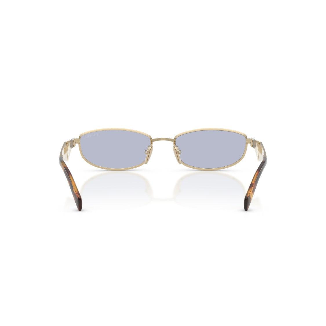 Prada Rectangular Gold-Tone Metal Frame Sunglasses With Tortoiseshell Temples