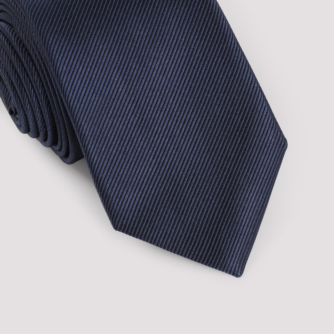 Giorgio Armani Subtle Ribbed Blue Silk Tie