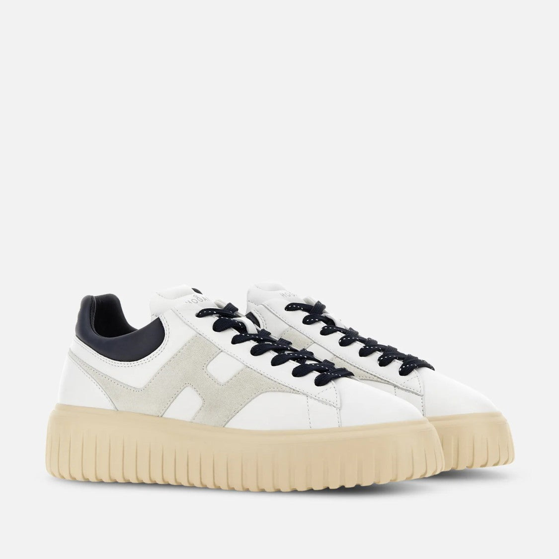 Hogan H-Stripes Leather Lace-Up Sneakers With Contrasting Accents
