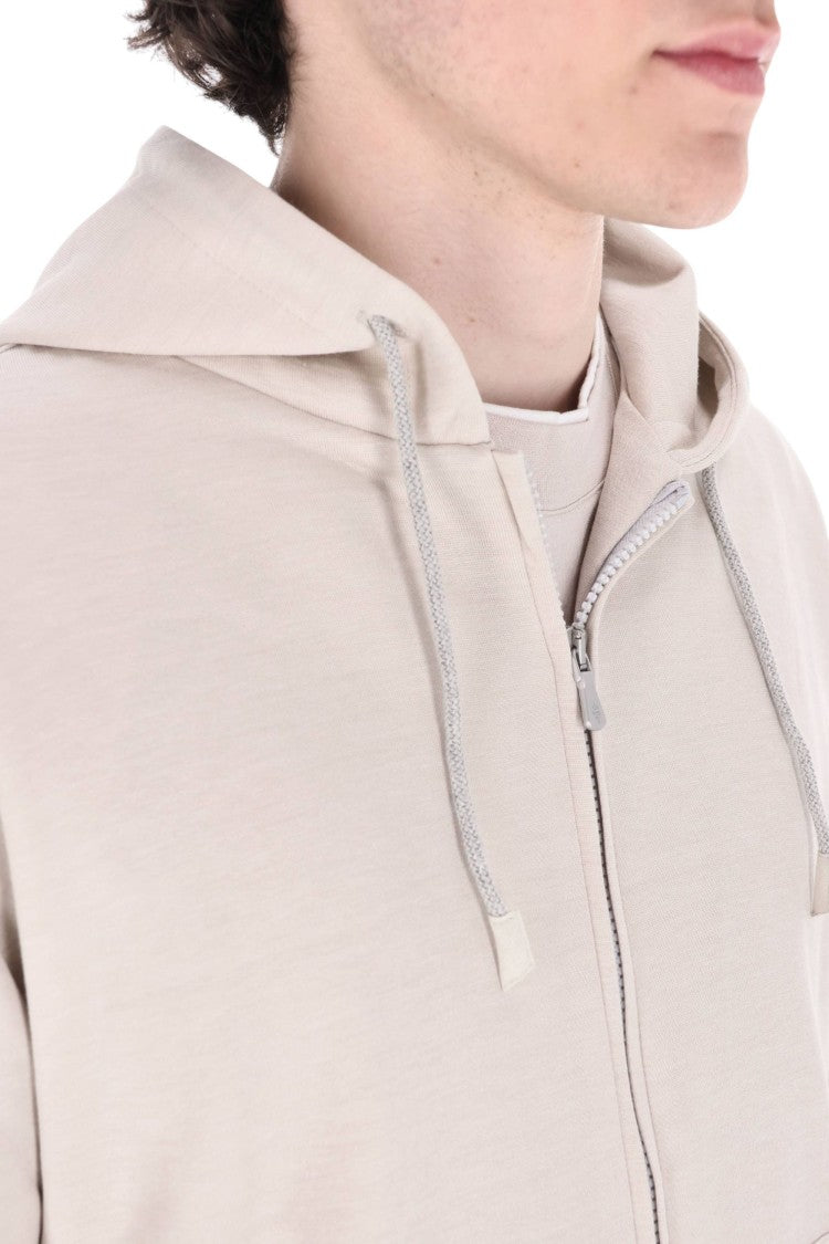 Eleventy Silk-Cotton Drawstring Hooded Sweatshirt