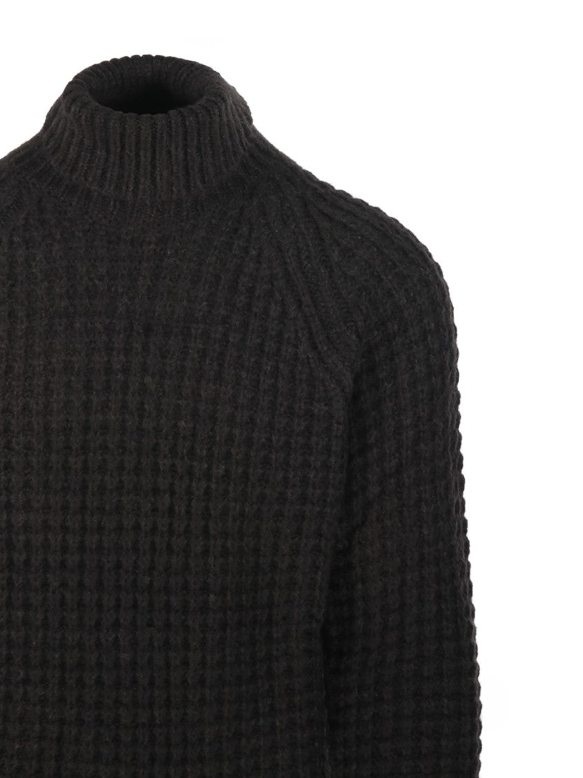 Roberto Collina Textured Ribbed High Neck Sweater