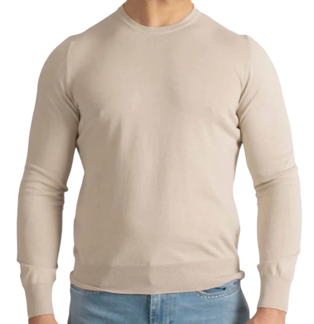 Paolo Fiorillo Capri Slim Fit Crew Neck Sweater With Ribbed Details
