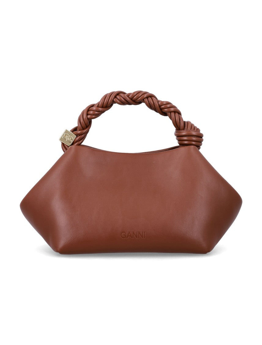 Ganni Twisted Handle Leather Shoulder Bag