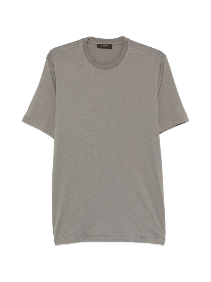 Zanone Relaxed Fit Grey Crew Neck T-Shirt With Short Sleeves