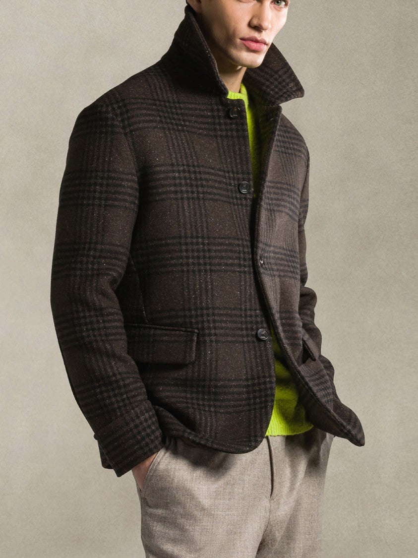 Cruna Classic Plaid Jacket With Structured Collar And Tailored Fit