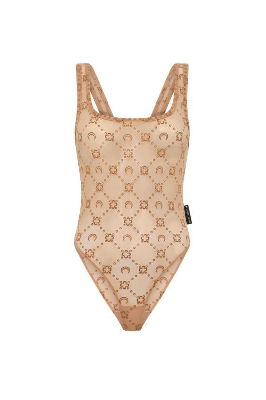 Marine Serre Fitted One-Piece Swimsuit With Crescent Moon Pattern