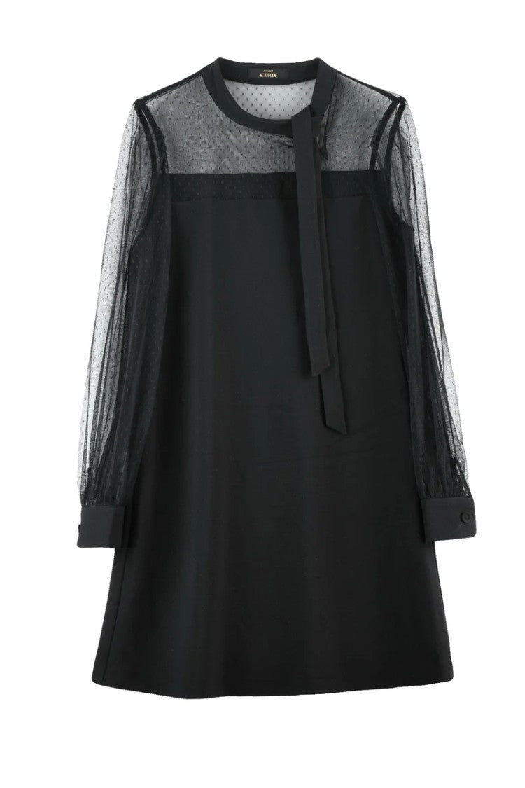 Twinset Actitude Black Polyester Viscose Elastane Women's Tunic Dress