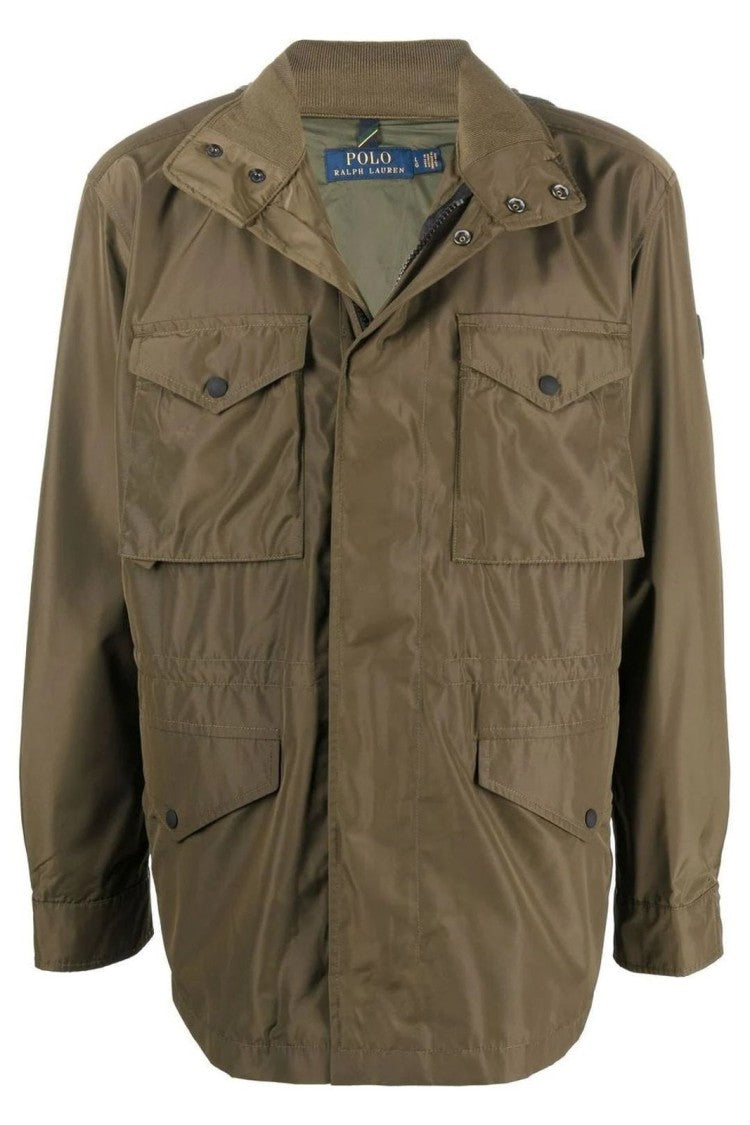 Polo Ralph Lauren Green Casual Jacket With Buttoned Flap Pockets And Stand Collar