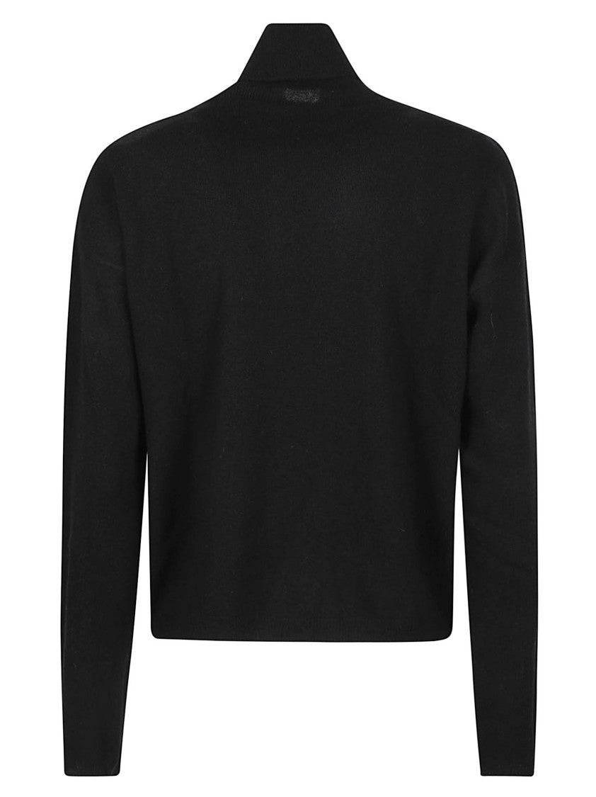 Woolrich Black Comfort Turtle Neck Cropped Wool-Blend Turtleneck