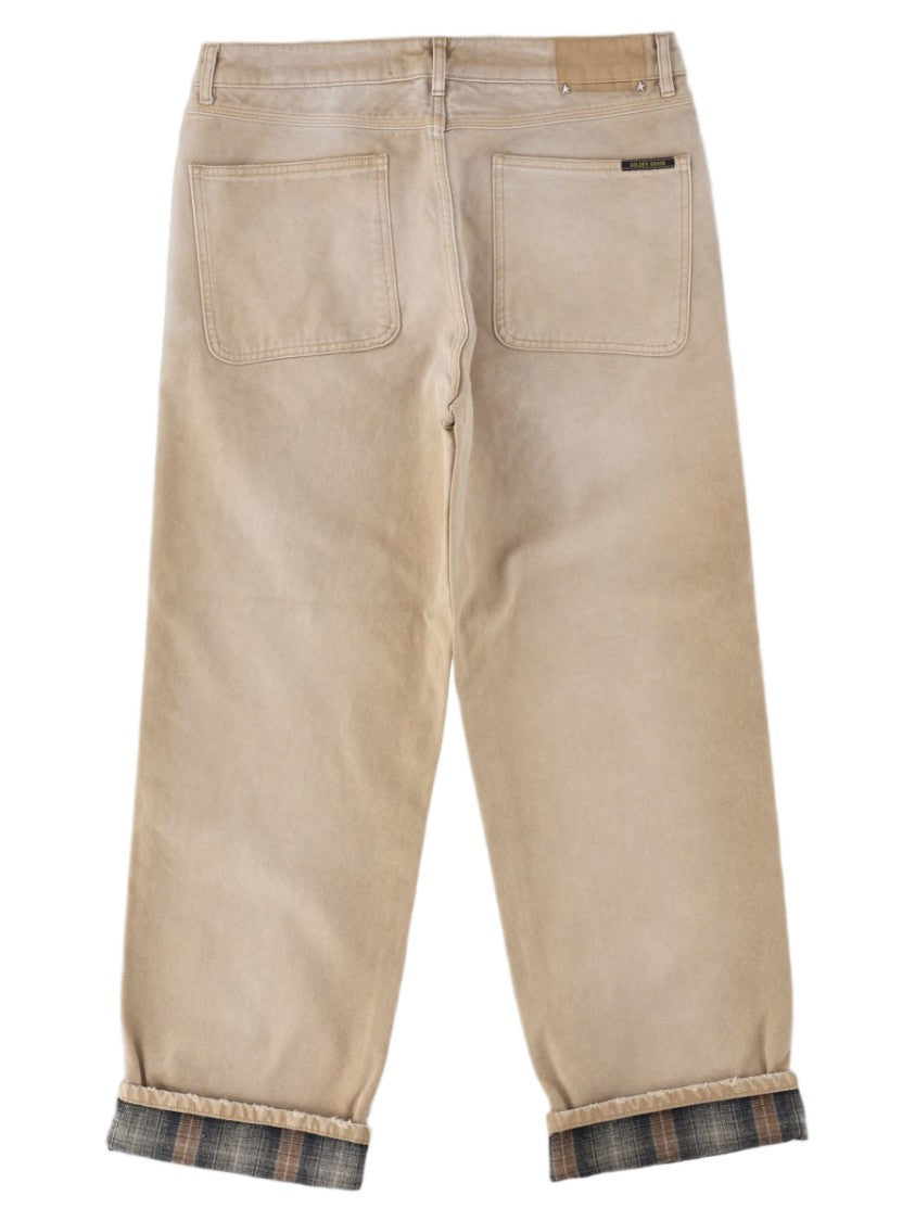 Golden Goose White Plaid Lined Tapered Cotton Formal Pants