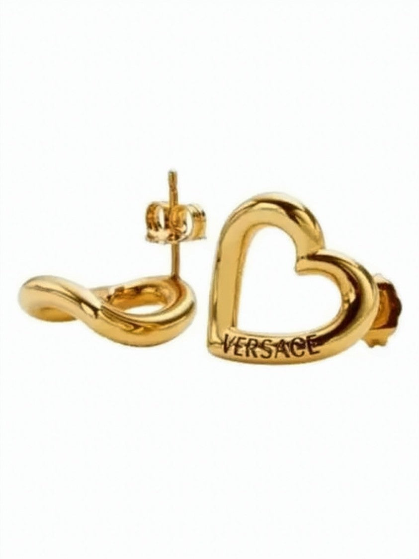 Versace Heart-Shaped Gold Earrings With Twisted Detailing