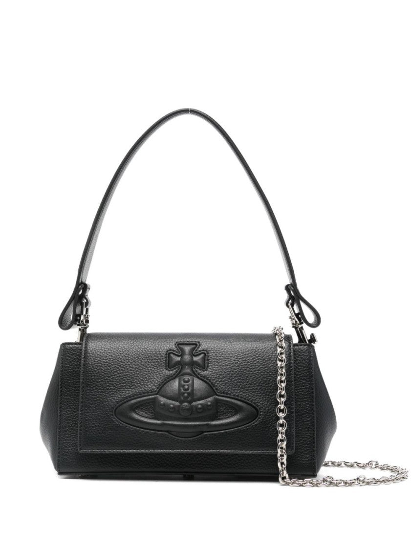 Vivienne Westwood Black Grained Chain Detail Top Bag