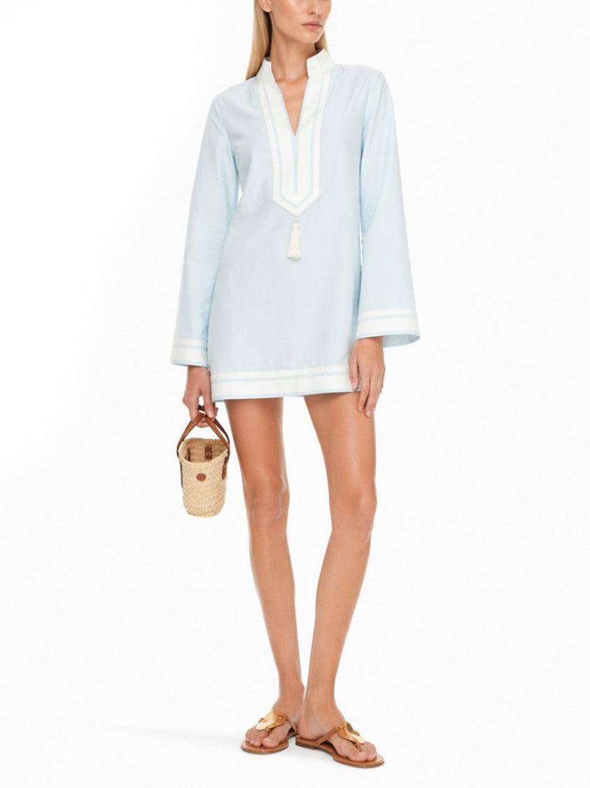 Tory Burch Light Blue Bell Sleeves Tunic Blouse