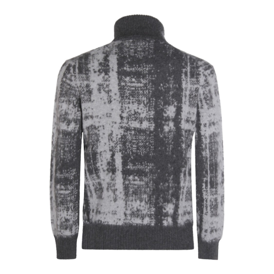 Piacenza Cashmere High Turtleneck Sweater With Textured Abstract Pattern