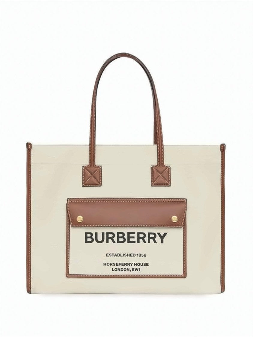 Burberry Structured Rectangular Canvas Shoulder Bag