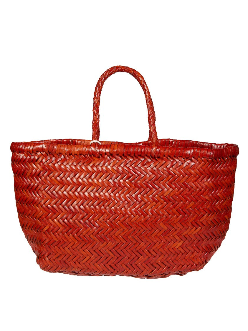 Dragon Diffusion Handwoven Reddish-Orange Bamboo Triple Jump Tote