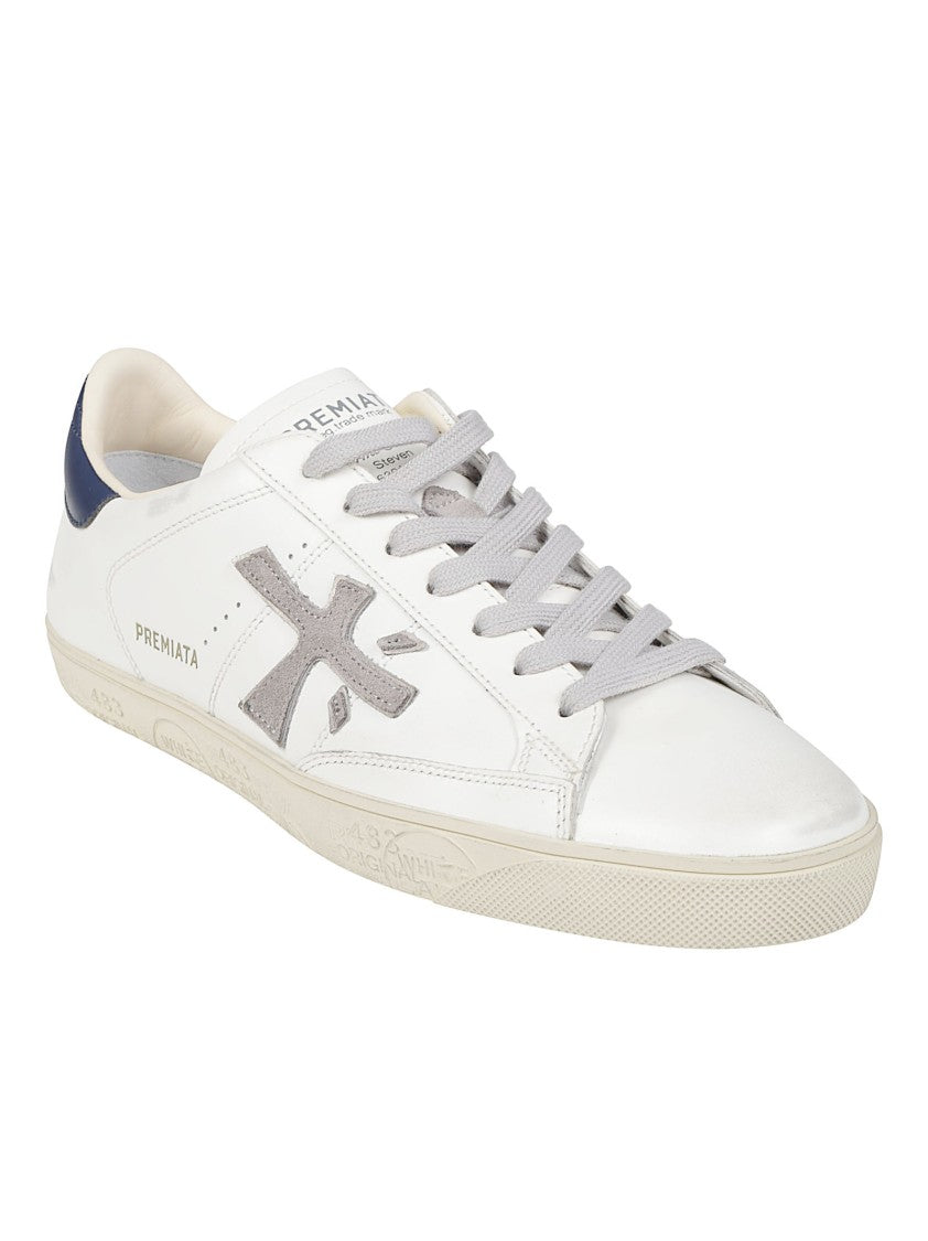 Premiata Steven Minimalist Low-Top Calf Leather Sneakers