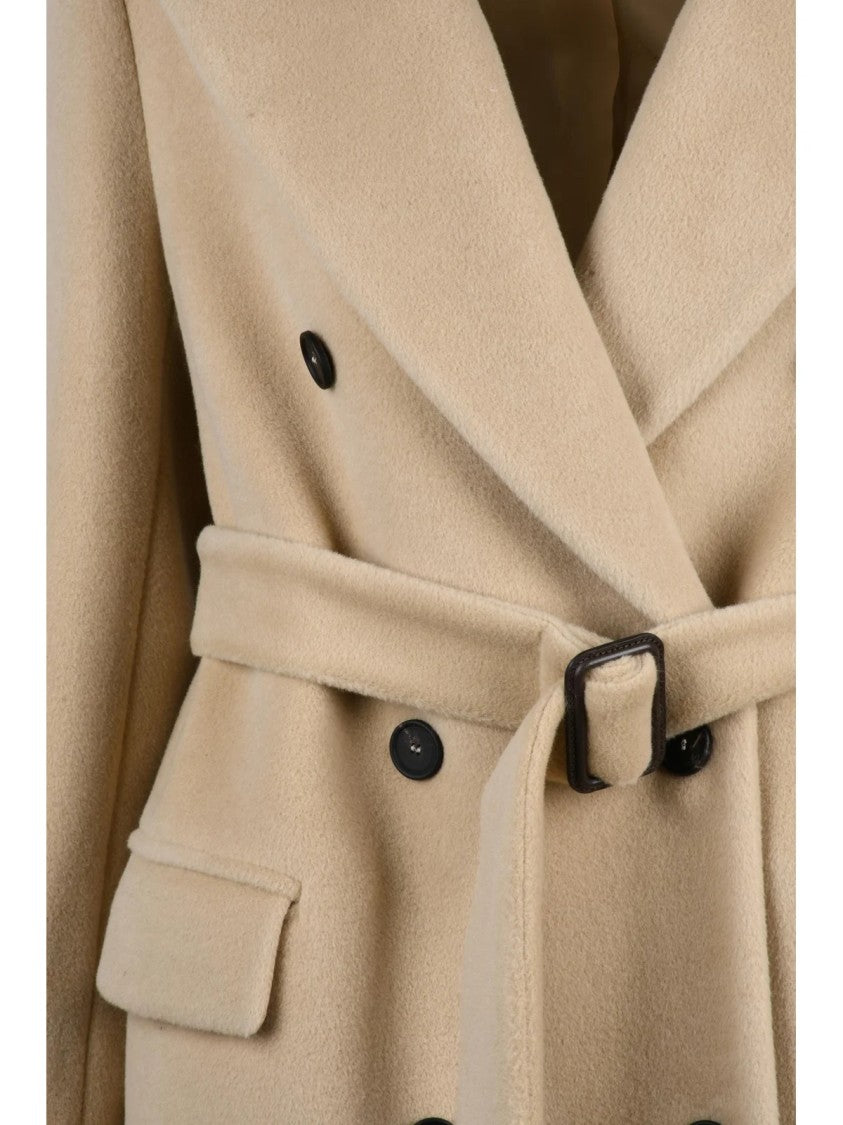 Tagliatore Double-Breasted Beige Coat With Tailored Silhouette