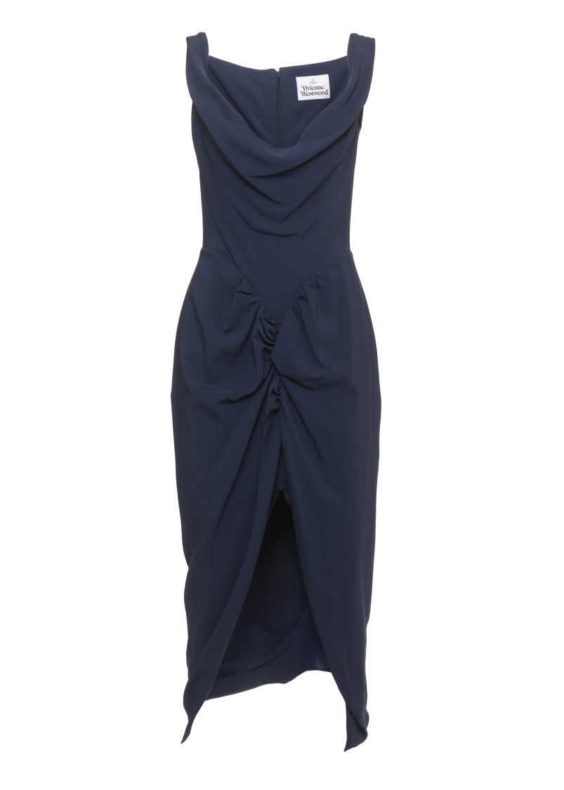 Vivienne Westwood Panther Dress With Front Drape Detail And Vent