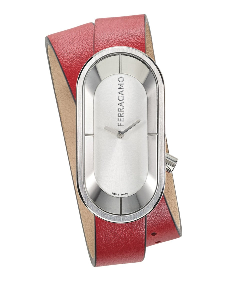 Ferragamo Oval Stainless Steel Case Watch