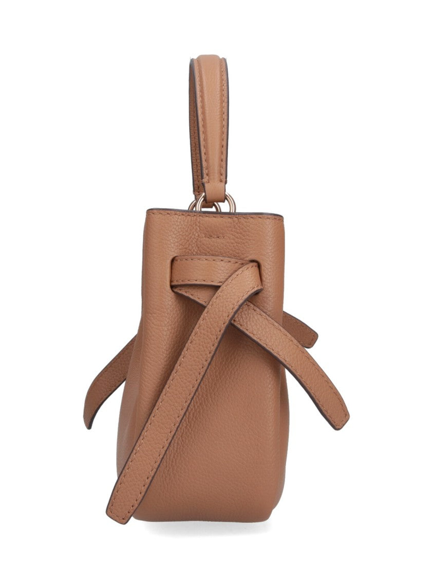 Tory Burch Beige Romy Mini Leather Bucket Bag