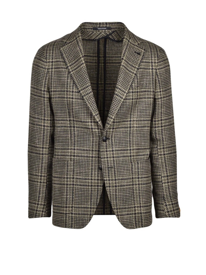 Tagliatore Checkered Rounded Virgin Wool-Blend Jacket