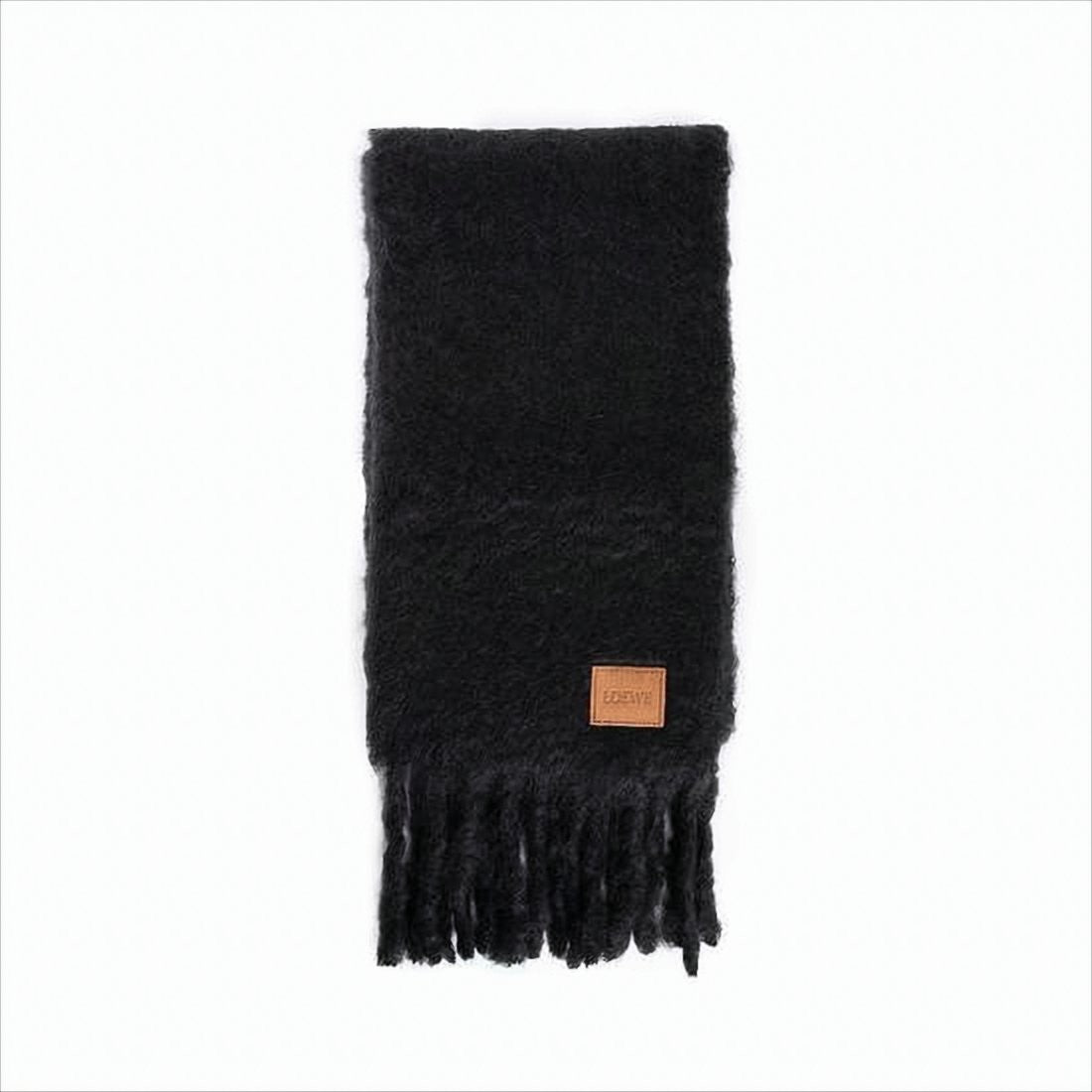 Loewe Textured Black Mohair And Wool Blend Scarf