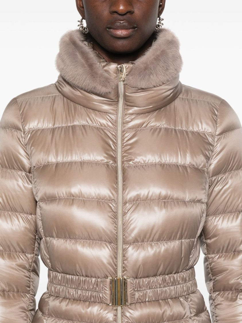 Herno Lightweight Gray Puffer Jacket With High Collar