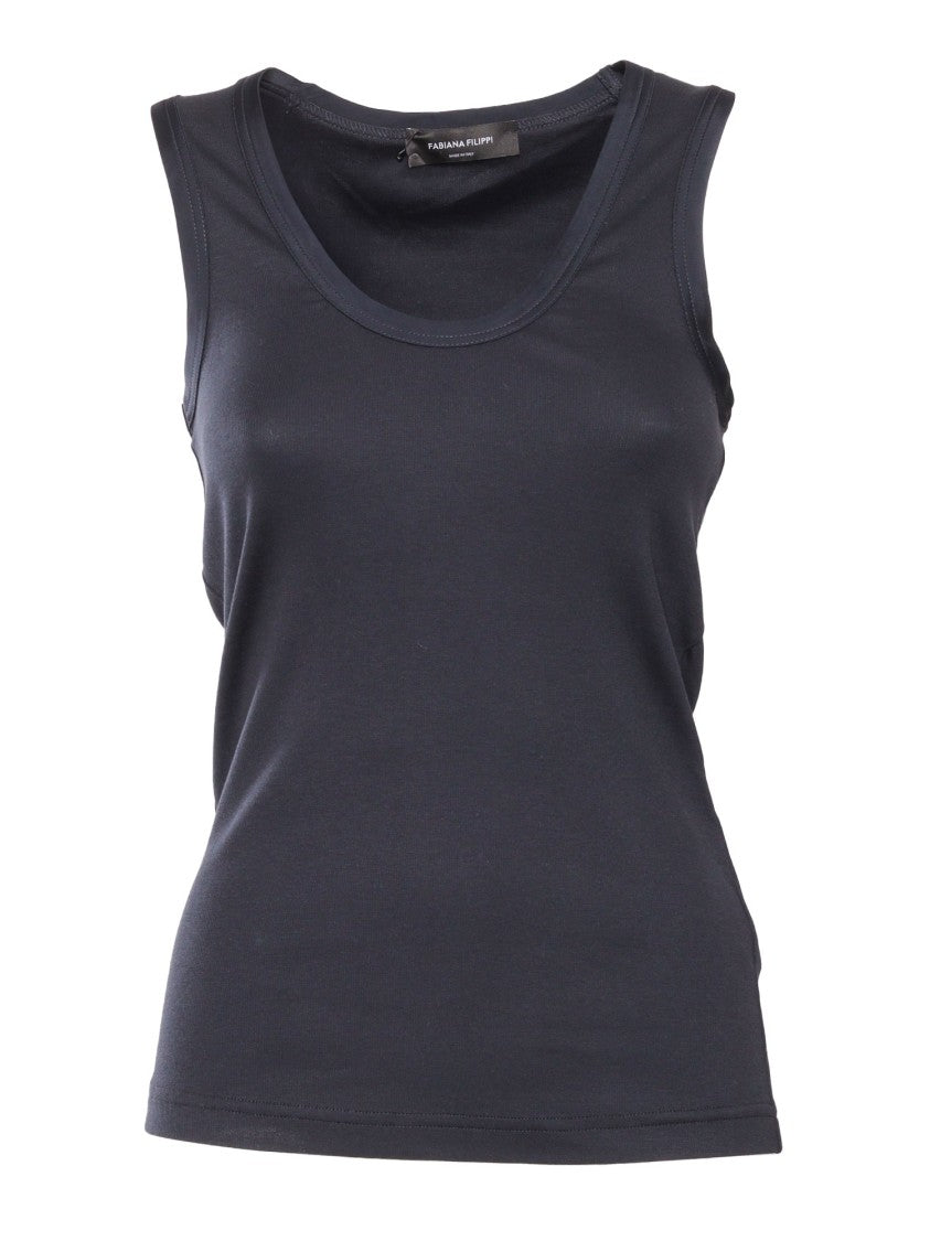 Fabiana Filippi Ribbed Jersey Tank Top With Satin Finishing