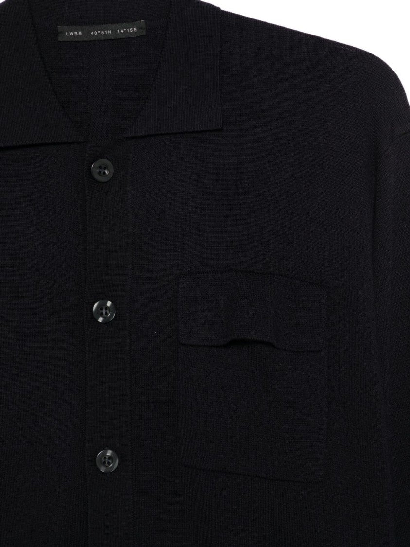 Low Brand Black Wool Knit Cardigan With Button-Up Front