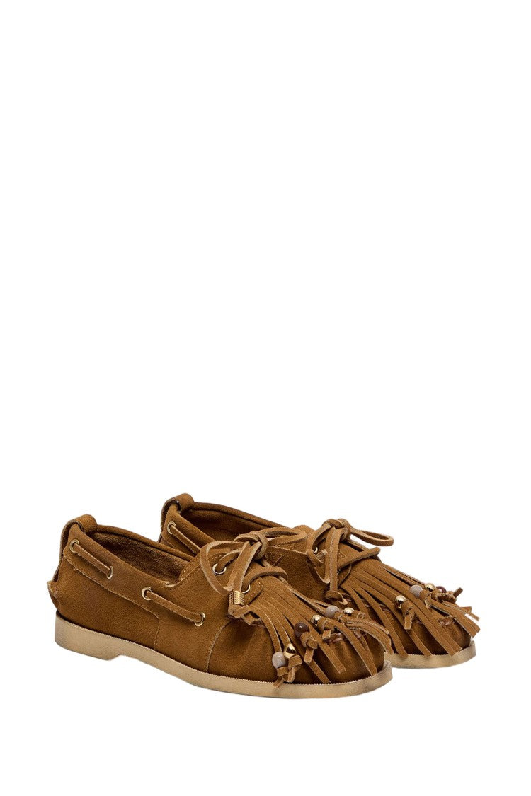 Golden Goose Suede Boat Loafers With Fringes