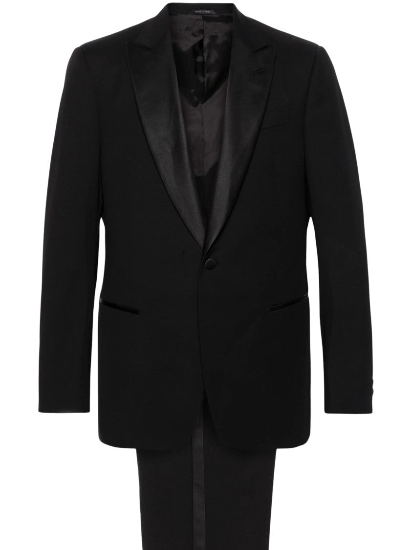 Giorgio Armani Single-Breasted Virgin Wool Satin Detail Suit