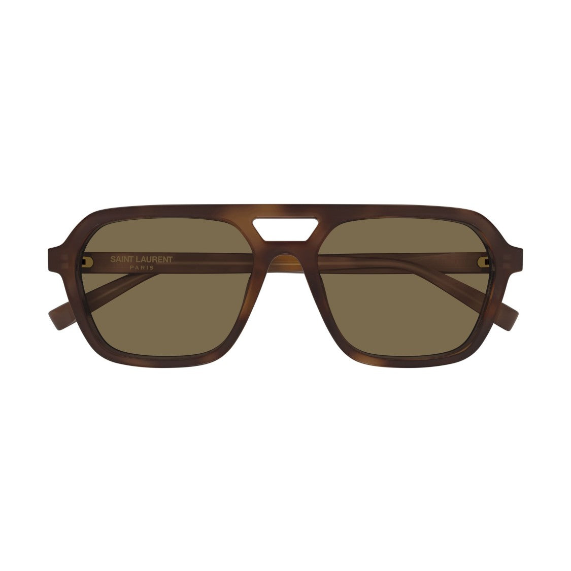 Saint Laurent Bold Geometric Tortoiseshell Sunglasses With Cut-Out Bridge