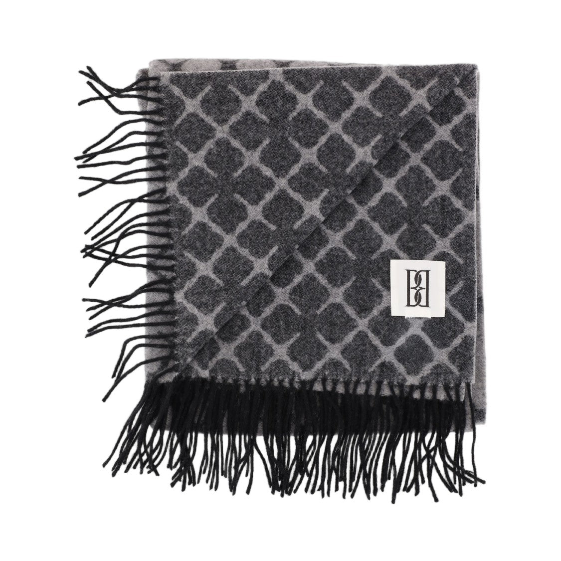 By Malene Birger Multi-Gray Ortega Geometric Wool-Blend Scarf