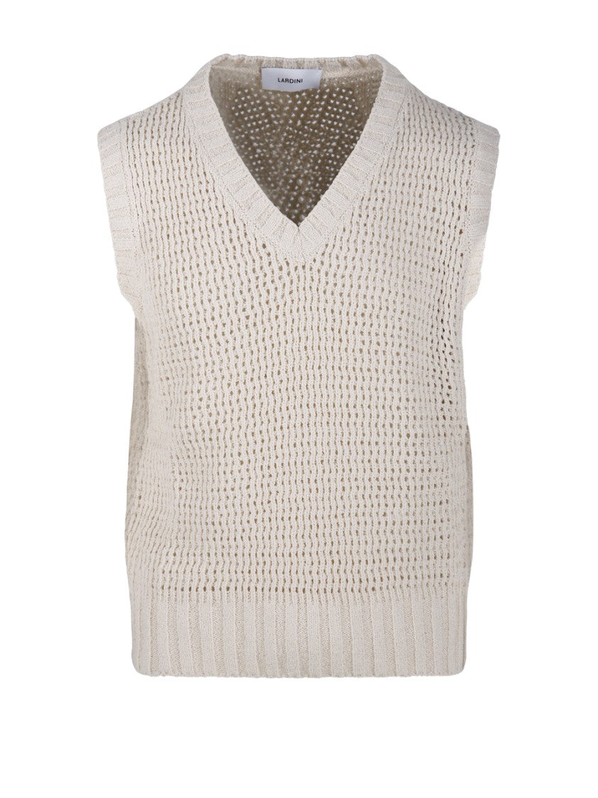 Lardini V-Neck Textured Knit Gilet