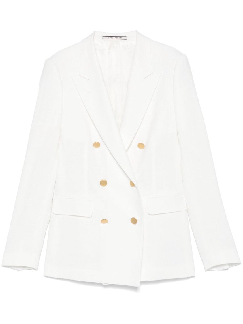 Tagliatore Double-Breasted Black Jacket With Gold-Tone Buttons