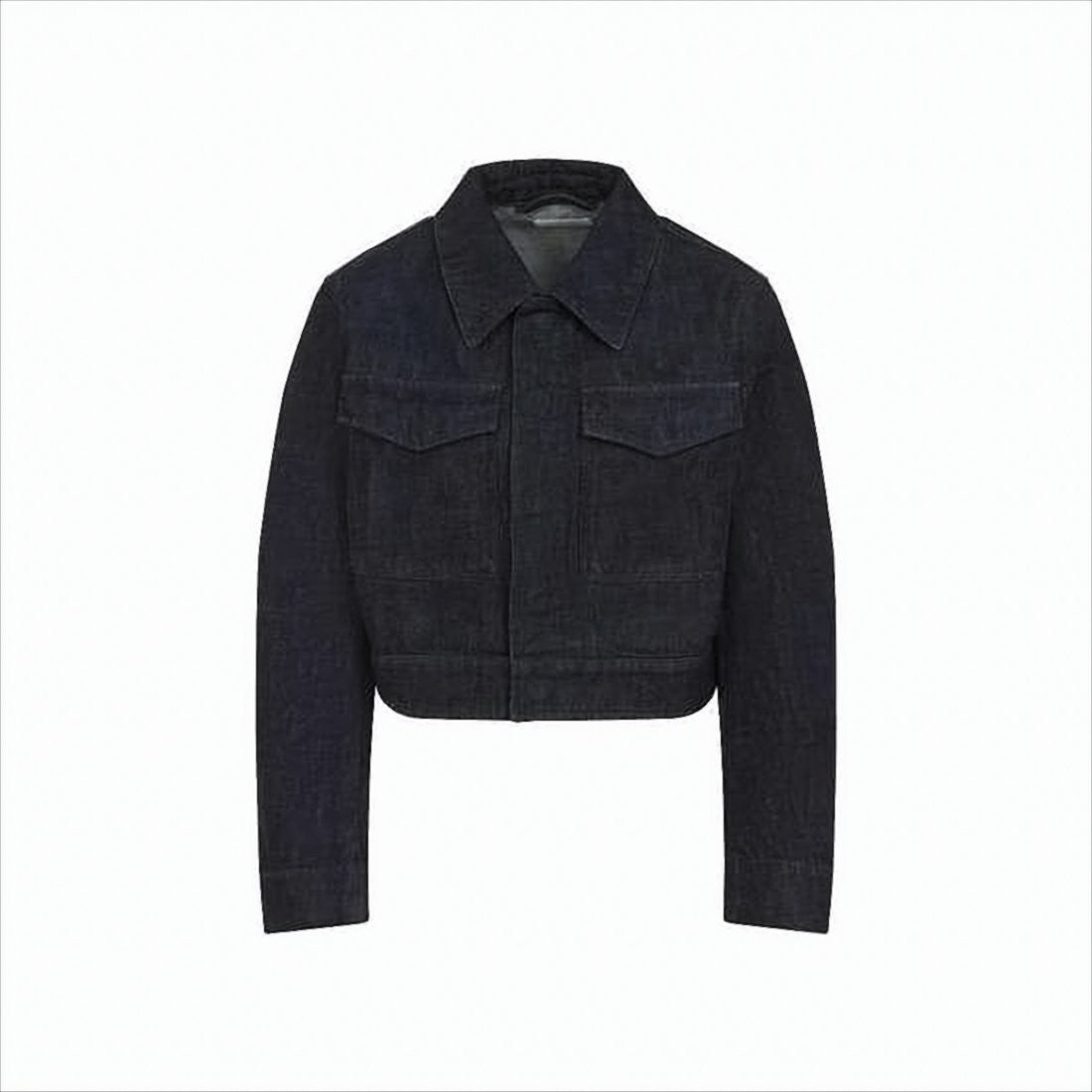 Lemaire Structured Cropped Denim Jacket With Pointed Collar