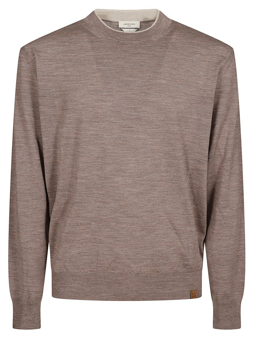 Jacob Cohen Refined Lightweight Crew Neck Sweater In Neutral Beige