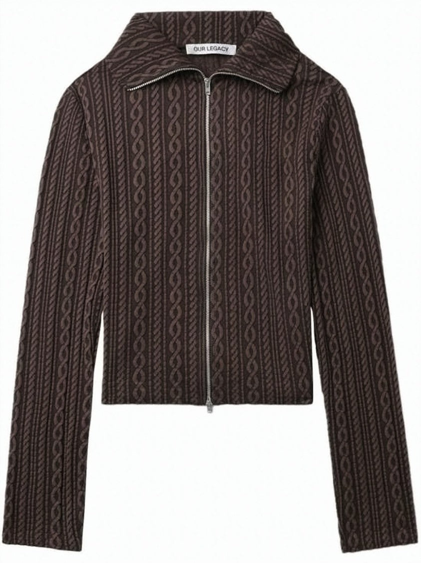 Our Legacy Textured Slim-Fit Long Sleeve Cardigan With Pointed Collar