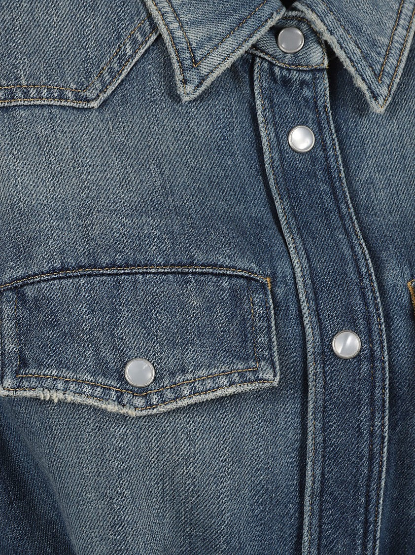 Golden Goose Denim Maxi Dress With Button-Up Front