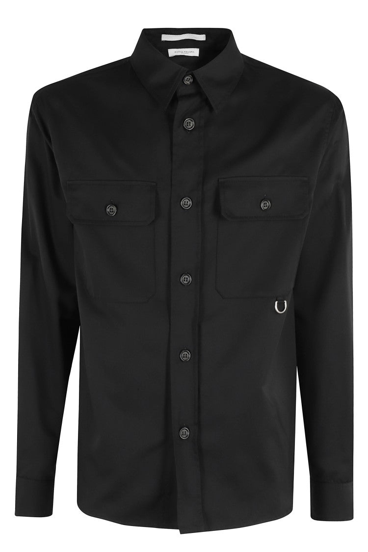 Paolo Pecora Oversized Black Gabardine Shirt
