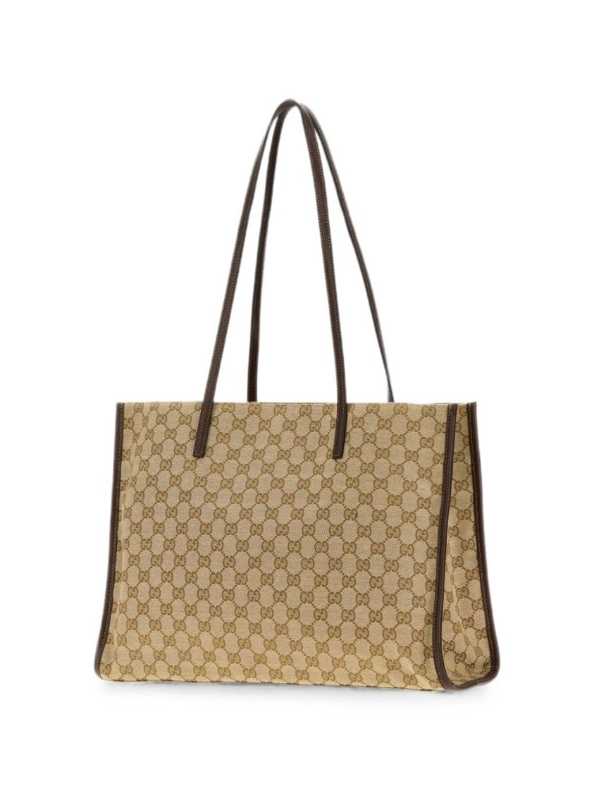 Gucci Beige Interlocking Pattern Canvas Tote Bag