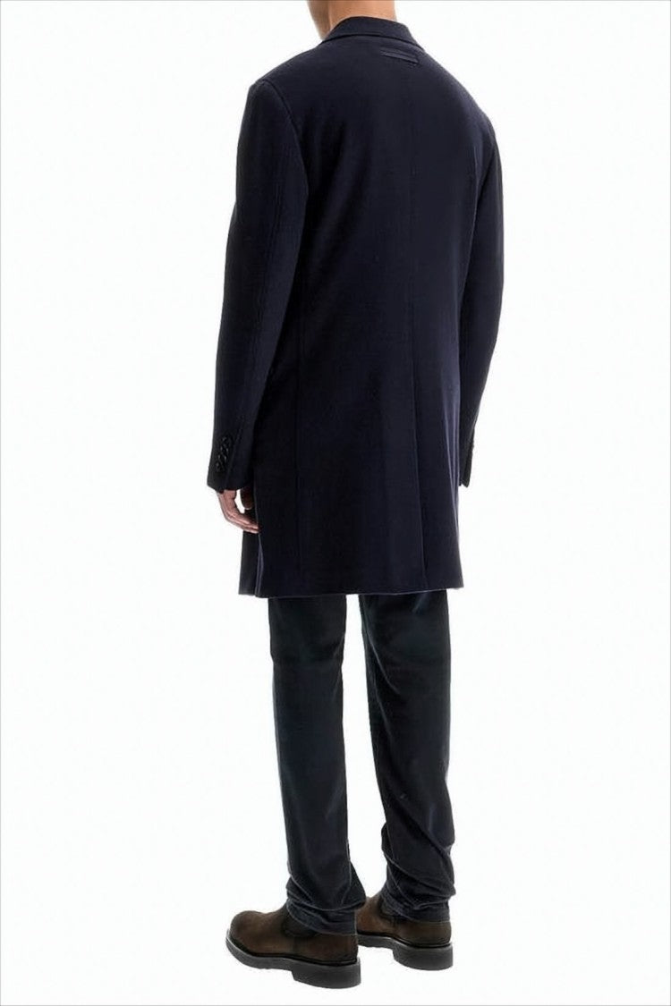 Ermenegildo Zegna Double-Breasted Wool Blend Coat With Classic Notch Lapel