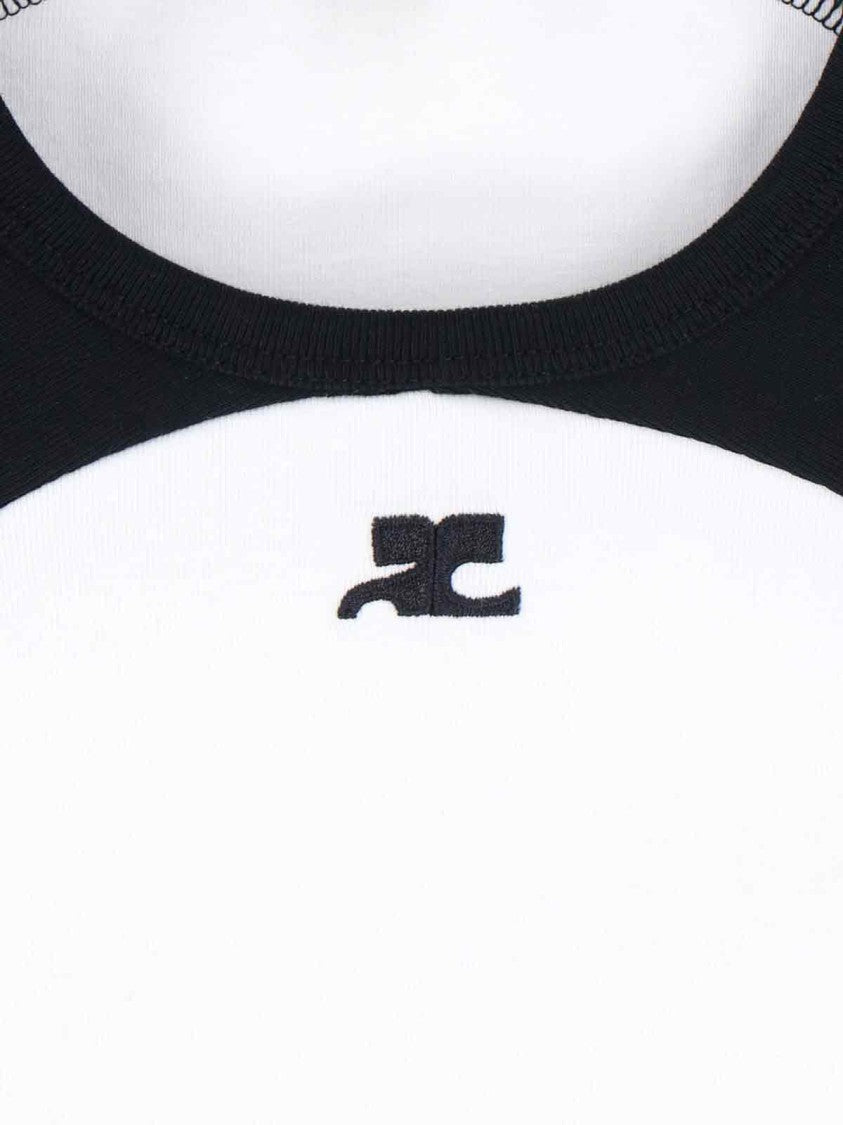 Courrèges Circle Contrast T-Shirt With Black Contrast Details